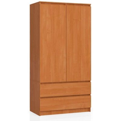Armoire AKORD S90 Aulne 90 cm 2 portes 2 tiroirs façade Aulne 4 étagères 90x51x180 cm Marron - Publicité Armoire AKORD S90 Aulne 90 cm 2 portes 2 tiroirs façade Aulne 4 étagères 90x51x180 cm Marron - Publicité