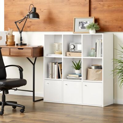 VASAGLE Bibliothèque de Rangement en Bois avec 3 Compartiments Fermés en Bas Blanc Blanc - Publicité VASAGLE Bibliothèque de Rangement en Bois avec 3 Compartiments Fermés en Bas Blanc Blanc - Publicité