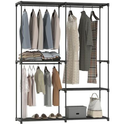Armoire penderie - HOMCOM - 3 barres de suspension et 4 étagères - tissu non tissé et métal - 142 x 43 x 185 cm - noir Noir - Publicité Armoire penderie - HOMCOM - 3 barres de suspension et 4 étagères - tissu non tissé et métal - 142 x 43 x 185 cm - noir Noir - Publicité