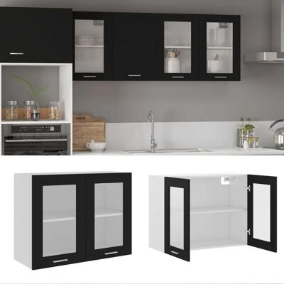 vidaXL Armoire en verre suspendue Noir 80x31x60 cm Bois dingénierie 802530 Noir - Publicité vidaXL Armoire en verre suspendue Noir 80x31x60 cm Bois dingénierie 802530 Noir - Publicité