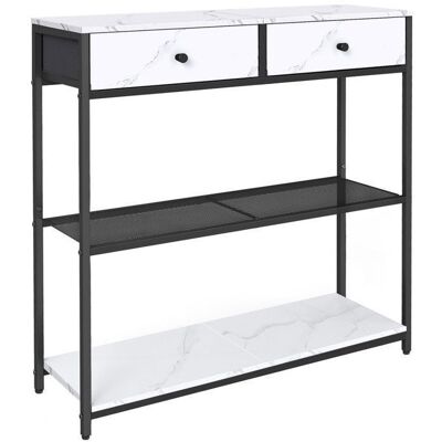 VASAGLE Console avec 2 Tiroirs en Tissu 24 x 76 x 80 cm pour Entrée Salon Blanc Marbré et Noir dEncre Blanc - Publicité VASAGLE Console avec 2 Tiroirs en Tissu 24 x 76 x 80 cm pour Entrée Salon Blanc Marbré et Noir dEncre Blanc - Publicité