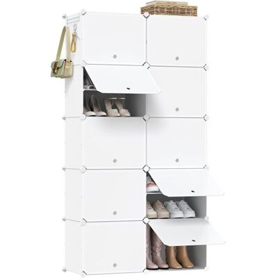 WOLTU Meuble à Chaussures Boîte à Chaussures Empilable avec 10 Compartiments pour entrée、chambre、studio Blanc Blanc - Publicité WOLTU Meuble à Chaussures Boîte à Chaussures Empilable avec 10 Compartiments pour entrée、chambre、studio Blanc Blanc - Publicité