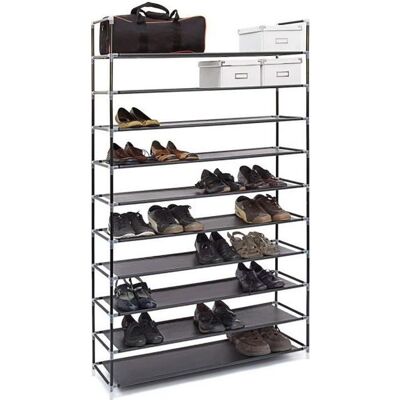 Étagère à chaussures - XXL 10 niveaux - 50 paires - Noir - 100 x 29 x 1755 cm Noir - Publicité Étagère à chaussures - XXL 10 niveaux - 50 paires - Noir - 100 x 29 x 1755 cm Noir - Publicité