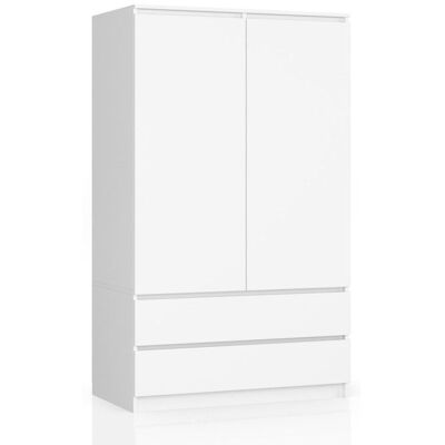 HOME COLLECTIVE Armoire blanche avec 2 portes et 2 tiroirs 90x180 cm tringle à vêtements armoire chambre salon blanc Blanc - Publicité HOME COLLECTIVE Armoire blanche avec 2 portes et 2 tiroirs 90x180 cm tringle à vêtements armoire chambre salon blanc Blanc - Publicité