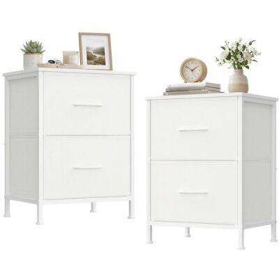 SONGMICS Table de Chevet avec 2 Tiroirs Lot de 2 pour Chambre Blanc Blanc - Publicité SONGMICS Table de Chevet avec 2 Tiroirs Lot de 2 pour Chambre Blanc Blanc - Publicité