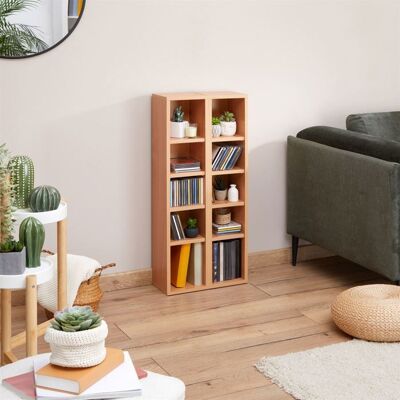 Idimex Etagères modulables MUSIQUE pour CD et DVD lot de 2 meubles de rangement en colonne avec 10 compartiments en mélaminé couleur hêtre Marron - Publicité Idimex Etagères modulables MUSIQUE pour CD et DVD lot de 2 meubles de rangement en colonne avec 10 compartiments en mélaminé couleur hêtre Marron - Publicité