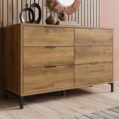 ModernLuxe Commode avec 6 tiroirs buffet adapté à la chambre salon et salle à manger 120x40x83 cm chêne foncé Marron - Publicité ModernLuxe Commode avec 6 tiroirs buffet adapté à la chambre salon et salle à manger 120x40x83 cm chêne foncé Marron - Publicité
