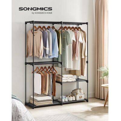 SONGMICS Armoire de Rangement Pliable Armoire Métallique avec Barres de Suspension Porte-vêtements 138 x 43 x 182 cm Noir Noir - Publicité SONGMICS Armoire de Rangement Pliable Armoire Métallique avec Barres de Suspension Porte-vêtements 138 x 43 x 182 cm Noir Noir - Publicité