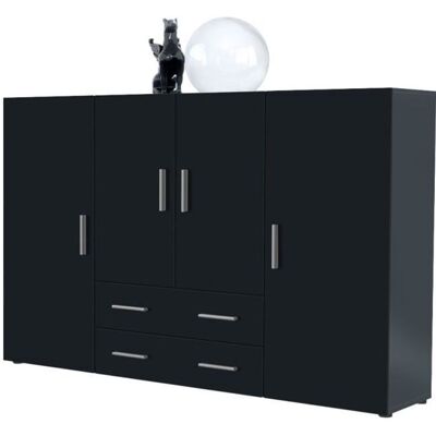 Vladon Buffet haut Nora meuble avec 8 compartiments et 2 tiroirs caisson en Anthracite mat façades en Noir mat Noir - Publicité Vladon Buffet haut Nora meuble avec 8 compartiments et 2 tiroirs caisson en Anthracite mat façades en Noir mat Noir - Publicité