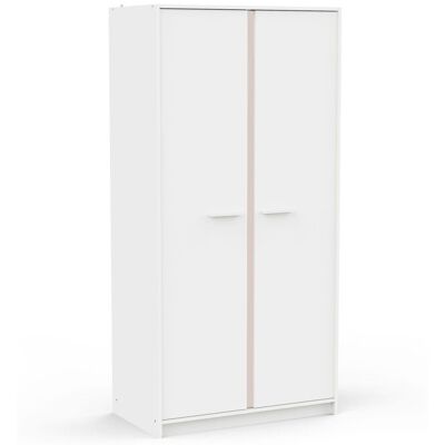 DEMEYERE Armoire de chambre - REVERSO - Blanc mat - Décor Rose ou Bleu - 2 portes - L883 x P50 x H1809 cm Blanc - Publicité DEMEYERE Armoire de chambre - REVERSO - Blanc mat - Décor Rose ou Bleu - 2 portes - L883 x P50 x H1809 cm Blanc - Publicité
