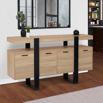 IDMARKET Phoenix XXL Buffet - 4 portes, bois, noir - 160cm - Publicité IDMARKET Phoenix XXL Buffet - 4 portes, bois, noir - 160cm - Publicité