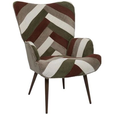 HOME DECO FACTRY Fauteuil - Home Deco Factory - Scott - Patchwork - Côtelé - Multicolore Beige - Publicité HOME DECO FACTRY Fauteuil - Home Deco Factory - Scott - Patchwork - Côtelé - Multicolore Beige - Publicité