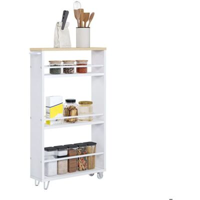 WOLTU Desserte à roulettes Chariot de Rangement Étagère roulettes avec Poignée et Freins Chêne Clair+Blanc Blanc - Publicité WOLTU Desserte à roulettes Chariot de Rangement Étagère roulettes avec Poignée et Freins Chêne Clair+Blanc Blanc - Publicité