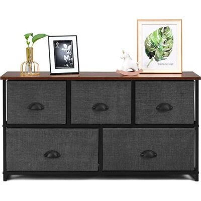 DREAMADE Commode de Rangement avec 5 Tiroirs en Tissu Armoire Basse avec 5 Tiroirs pour Salon Chambre Dortoir Noir - Publicité DREAMADE Commode de Rangement avec 5 Tiroirs en Tissu Armoire Basse avec 5 Tiroirs pour Salon Chambre Dortoir Noir - Publicité
