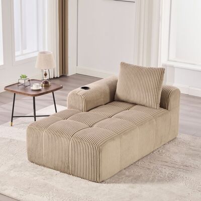 CIPACHO Fauteuil inclinable velours côtelé kaki avec porte-gobelet et poche latérale — 1 place 158×93×61 cm Vert - Publicité CIPACHO Fauteuil inclinable velours côtelé kaki avec porte-gobelet et poche latérale — 1 place 158×93×61 cm Vert - Publicité