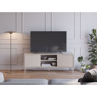 Meuble TV NOVA – Crème – Forme incurvée – 2 portes 2 niches – 150 x 40 x 55 cm Beige - Publicité Meuble TV NOVA – Crème – Forme incurvée – 2 portes 2 niches – 150 x 40 x 55 cm Beige - Publicité