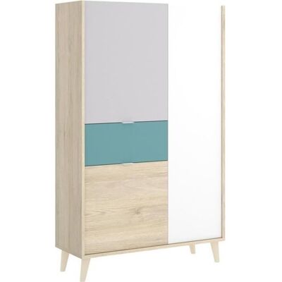 PEGANE Armoire placard meuble de rangement coloris naturel-émeraude - Longueur 81 x Hauteur 137 x Profondeur 43 cm Beige - Publicité PEGANE Armoire placard meuble de rangement coloris naturel-émeraude - Longueur 81 x Hauteur 137 x Profondeur 43 cm Beige - Publicité
