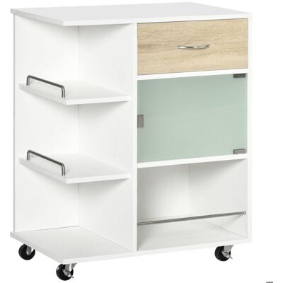 Desserte de cuisine - HOMCOM - roues pivotantes 360° - étagères avec barrières - tiroir étagères placard - 65 x 39 x 80 cm - blanc Beige - Publicité Desserte de cuisine - HOMCOM - roues pivotantes 360° - étagères avec barrières - tiroir étagères placard - 65 x 39 x 80 cm - blanc Beige - Publicité