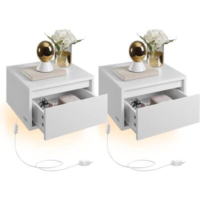 VASAGLE Lot de 2 Tables de Chevet murales Lumière 3 Couleurs Étagère Murale Tiroir 35 x 40 x 18 cm Style Moderne Blanc Nuage Blanc - Publicité VASAGLE Lot de 2 Tables de Chevet murales Lumière 3 Couleurs Étagère Murale Tiroir 35 x 40 x 18 cm Style Moderne Blanc Nuage Blanc - Publicité