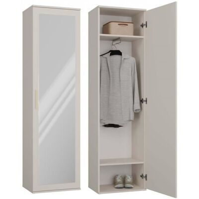 CDF Meuble d’entrée avec grand miroir - ATARA - 180x50x35 cm - 2 étagères + penderie - Vestiaire - Beige Beige - Publicité CDF Meuble d’entrée avec grand miroir - ATARA - 180x50x35 cm - 2 étagères + penderie - Vestiaire - Beige Beige - Publicité