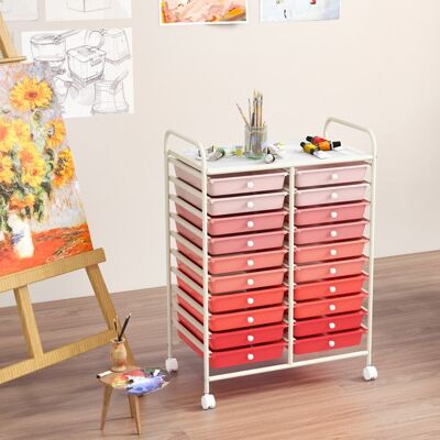 COSTWAY Tour de Rangement à Roulettes Universelles - 20 Tiroirs Amovibles - 64 x 39 x 88 CM - Format A4 et Lettre Rose Rose - Publicité COSTWAY Tour de Rangement à Roulettes Universelles - 20 Tiroirs Amovibles - 64 x 39 x 88 CM - Format A4 et Lettre Rose Rose - Publicité