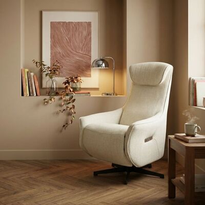 BAÏTA Fauteuil relax électrique rotatif COCHYRE 1 place tissu beige Beige - Publicité BAÏTA Fauteuil relax électrique rotatif COCHYRE 1 place tissu beige Beige - Publicité