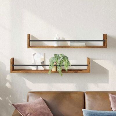 Étagère murale - VIDAXL - Étagère échelle 2 pcs - Bois aspect ancien - 80 x 16 x 14 cm - Industriel Marron - Publicité Étagère murale - VIDAXL - Étagère échelle 2 pcs - Bois aspect ancien - 80 x 16 x 14 cm - Industriel Marron - Publicité