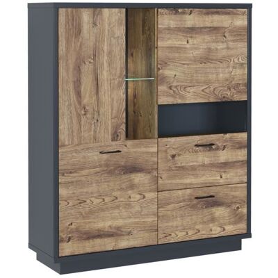 PEGANE Buffet haut avec LED meuble de rangement coloris Chêne graphite - Longueur 125 x Profondeur 38 x Hauteur 147 cm Marron - Publicité PEGANE Buffet haut avec LED meuble de rangement coloris Chêne graphite - Longueur 125 x Profondeur 38 x Hauteur 147 cm Marron - Publicité