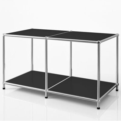 FLOORDIREKT Étagère métal chromé design épuré Concept Epuré MK-016 L78 × P40 × H46 cm Noir Noir - Publicité FLOORDIREKT Étagère métal chromé design épuré Concept Epuré MK-016 L78 × P40 × H46 cm Noir Noir - Publicité