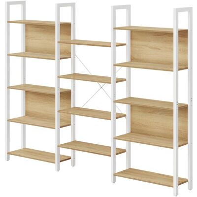 VASAGLE Étagère de Rangement Modulable Bibliothèque Industrielle à 14 Niveaux Métal Bureau Salon Blanc et Chêne Jaune - Publicité VASAGLE Étagère de Rangement Modulable Bibliothèque Industrielle à 14 Niveaux Métal Bureau Salon Blanc et Chêne Jaune - Publicité