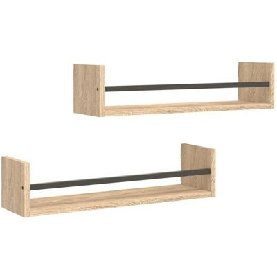 VIDAXL BESTÉtagères murales avec barres 2 pcs - facile à entretenir - chêne sonoma 60 x 16 x 14cm NOV53148001 Marron - Publicité VIDAXL BESTÉtagères murales avec barres 2 pcs - facile à entretenir - chêne sonoma 60 x 16 x 14cm NOV53148001 Marron - Publicité