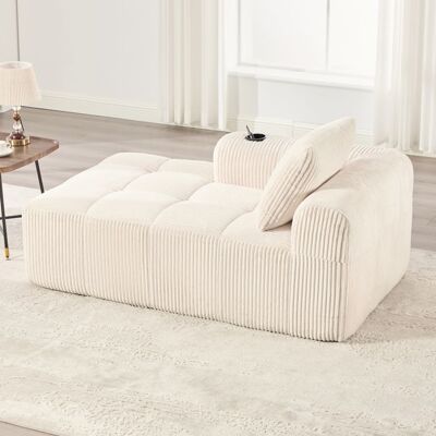 CIPACHO Fauteuil inclinable 1 place velours côtelé beige avec porte-gobelet et poche latérale – 158x93x61 cm Beige - Publicité CIPACHO Fauteuil inclinable 1 place velours côtelé beige avec porte-gobelet et poche latérale – 158x93x61 cm Beige - Publicité