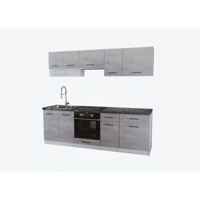 Cuisine Viki finition beton 8 éléments 240 cm 18 mm Gris - Publicité Cuisine Viki finition beton 8 éléments 240 cm 18 mm Gris - Publicité