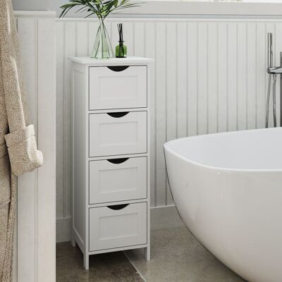 VASAGLE Meuble de Salle de Bain - SONGMICS - 4 Tiroirs - Blanc - 30x30x82 cm - Style Moderne Blanc - Publicité VASAGLE Meuble de Salle de Bain - SONGMICS - 4 Tiroirs - Blanc - 30x30x82 cm - Style Moderne Blanc - Publicité