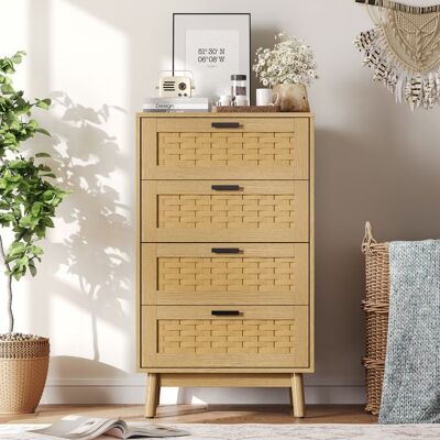 ADWOLT Commode 4 tiroirs bois massif & imitation bambou 55x39.8x95 cm - chêne Jaune - Publicité ADWOLT Commode 4 tiroirs bois massif & imitation bambou 55x39.8x95 cm - chêne Jaune - Publicité