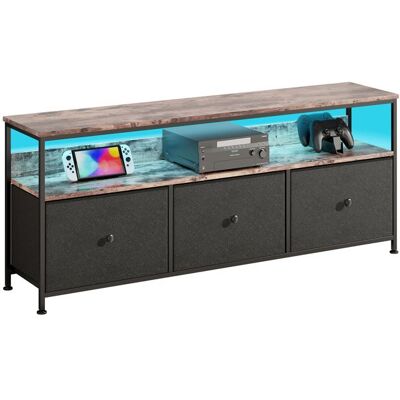 Meuble TV LED - Style rétro - PU - Panneaux de particules - 3 tiroirs 1 etagère - Meuble de rangement - 108x29x57 cm - Noir Noir - Publicité Meuble TV LED - Style rétro - PU - Panneaux de particules - 3 tiroirs 1 etagère - Meuble de rangement - 108x29x57 cm - Noir Noir - Publicité