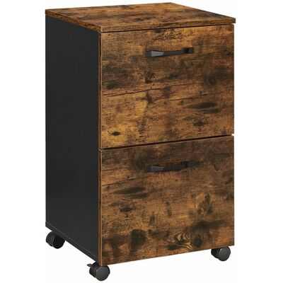 VASAGLE Caisson 2 tiroirs Placard bureau sur roulettes dossiers suspendus Style industriel Marron Rustique et Noir OFC040B01 Marron - Publicité VASAGLE Caisson 2 tiroirs Placard bureau sur roulettes dossiers suspendus Style industriel Marron Rustique et Noir OFC040B01 Marron - Publicité
