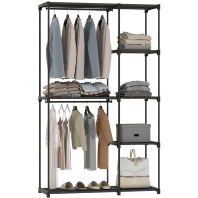 Armoire penderie - HOMCOM - 2 barres de suspension et 6 étagères - tissu non tissé et métal - 182 x 43 x 185 cm - noir Noir - Publicité Armoire penderie - HOMCOM - 2 barres de suspension et 6 étagères - tissu non tissé et métal - 182 x 43 x 185 cm - noir Noir - Publicité