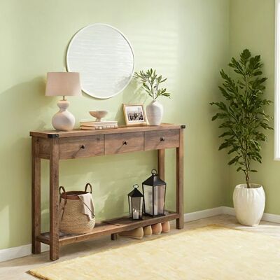 VASAGLE Console Table dEntrée avec 3 Tiroirs et Étagère de Rangement pour Entrée Salon Style Campagnard Marron Marron - Publicité VASAGLE Console Table dEntrée avec 3 Tiroirs et Étagère de Rangement pour Entrée Salon Style Campagnard Marron Marron - Publicité