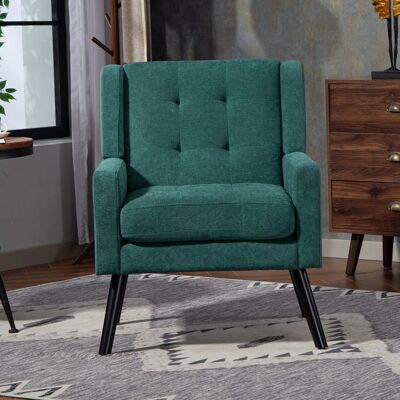 Luscriate - Fauteuil en simili cuir style mid-century moderne mousse haute densité pieds bois massif pour petit espace -Vert Vert - Publicité Luscriate - Fauteuil en simili cuir style mid-century moderne mousse haute densité pieds bois massif pour petit espace -Vert Vert - Publicité