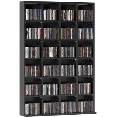 Meuble de rangement multimédia 456 CD/ 336 DVD - HOMCOM - bibliothèque en bois avec étagères réglables - 89 x 1305 cm - noir Noir - Publicité Meuble de rangement multimédia 456 CD/ 336 DVD - HOMCOM - bibliothèque en bois avec étagères réglables - 89 x 1305 cm - noir Noir - Publicité