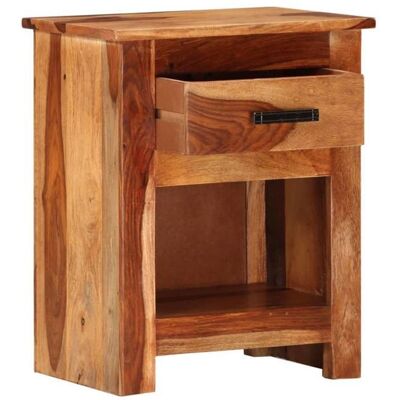 Table de chevet en bois massif - vidaXL - 40x30x50 cm - 1 tiroir - 1 étagère - Marron clair - Design rustique Marron - Publicité Table de chevet en bois massif - vidaXL - 40x30x50 cm - 1 tiroir - 1 étagère - Marron clair - Design rustique Marron - Publicité