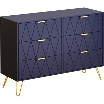 GOOBUY Commode avec 6 Tiroirs Meuble de Rangement Chambre Enfant/Adulte 100 x 34 x 73cm Style Scandinave Elégant Bleu Marine Bleu - Publicité GOOBUY Commode avec 6 Tiroirs Meuble de Rangement Chambre Enfant/Adulte 100 x 34 x 73cm Style Scandinave Elégant Bleu Marine Bleu - Publicité