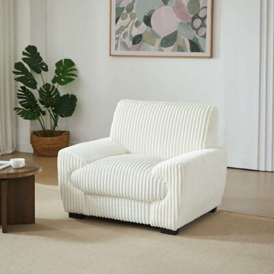BAÏTA Fauteuil fixe ADEA 1 place velours côtelé beige Beige - Publicité BAÏTA Fauteuil fixe ADEA 1 place velours côtelé beige Beige - Publicité