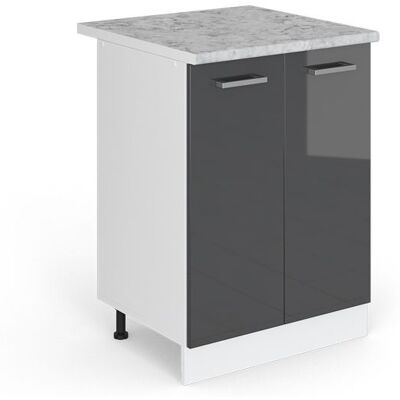 Meuble bas de cuisine R-Line 60cm PT Marbre Anthracite Haute brillance/Blanc Vicco 29239 Noir - Publicité Meuble bas de cuisine R-Line 60cm PT Marbre Anthracite Haute brillance/Blanc Vicco 29239 Noir - Publicité