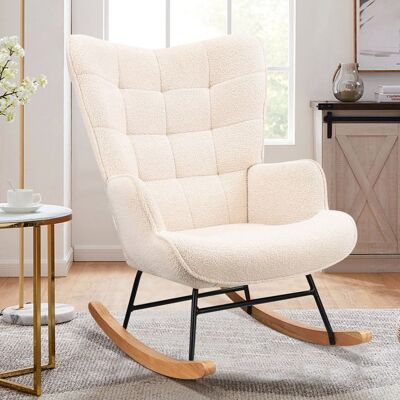Fauteuil à Bascule - LUMINARIX - Beige - Scandinave - Métal et Bois Massif - Confort Optimal Beige - Publicité Fauteuil à Bascule - LUMINARIX - Beige - Scandinave - Métal et Bois Massif - Confort Optimal Beige - Publicité