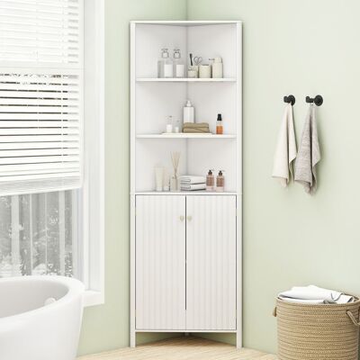 GIANTEX Armoire de Salle de Bain Meuble de Rangement dAngle 3 Étagères Ouvertes 2 Portes Étagère Réglable 58x32x1725cm Blanc Blanc - Publicité GIANTEX Armoire de Salle de Bain Meuble de Rangement dAngle 3 Étagères Ouvertes 2 Portes Étagère Réglable 58x32x1725cm Blanc Blanc - Publicité