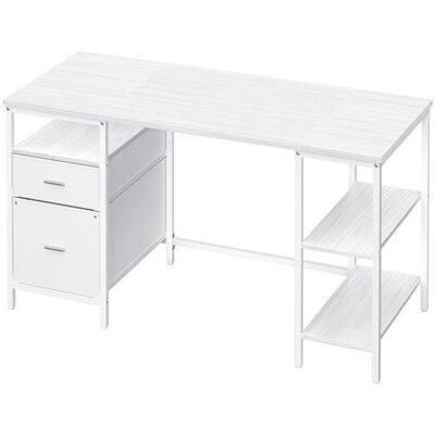 VASAGLE Bureau avec 3 Étagères et 2 Tiroirs 140 x 60 x 76 cm Style Industriel Blanc Blanc - Publicité VASAGLE Bureau avec 3 Étagères et 2 Tiroirs 140 x 60 x 76 cm Style Industriel Blanc Blanc - Publicité
