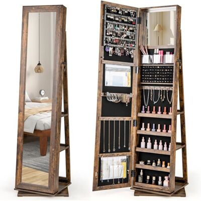 3 en 1 Armoire à Bijoux Pivotante à 360° COSTWAY 2 Miroirs 3 Boîtes de Rangement en Acrylique 2 Poches Zippées Marron Rustique Marron - Publicité 3 en 1 Armoire à Bijoux Pivotante à 360° COSTWAY 2 Miroirs 3 Boîtes de Rangement en Acrylique 2 Poches Zippées Marron Rustique Marron - Publicité