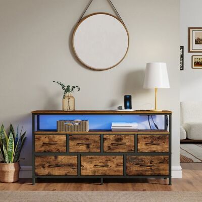SONGMICS Commode avec LED Réglable et Multiprise 7 Tiroirs en Tissu Style Industriel Chambre Marron et Noir Marron - Publicité SONGMICS Commode avec LED Réglable et Multiprise 7 Tiroirs en Tissu Style Industriel Chambre Marron et Noir Marron - Publicité